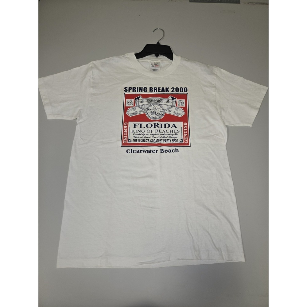 Vintage Spring Break 2000 Clearwater Beach Florida King Of Beaches T Shirt Wht M